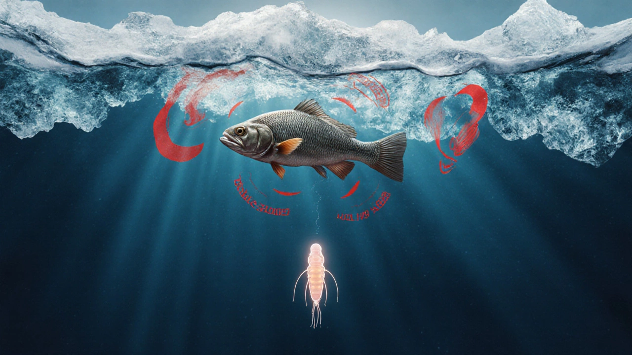 Рыба подо льдом избегает опасных запахов, а чистая наживка плавает в безопасной зоне.