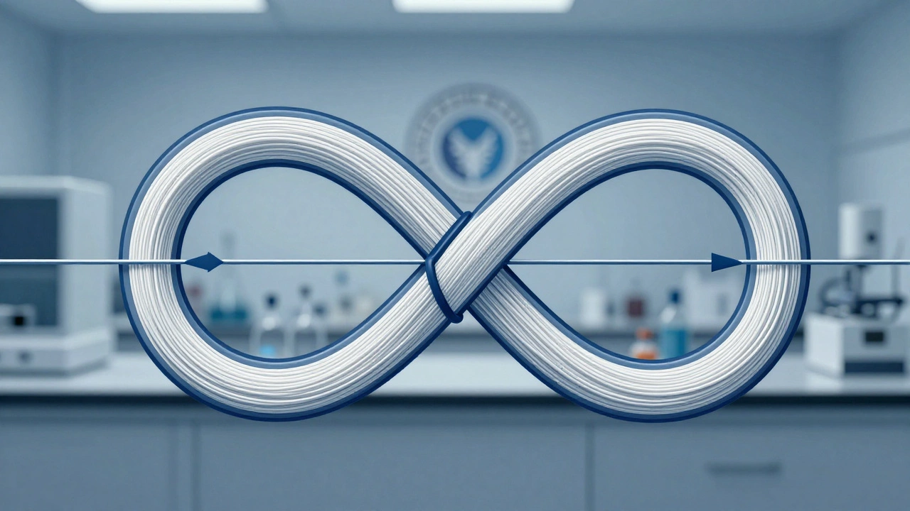 Разрез узла восьмёрка с распределением нагрузки по леске в лабораторных условиях.