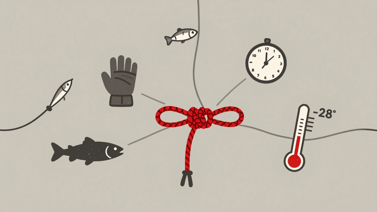 Символический образ простого узла как основы успешной рыбалки в Сибири.