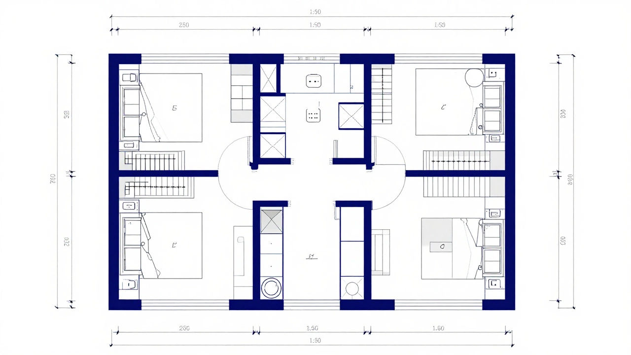 Технический план квартиры с обозначенными перепланировками, электрикой и сантехникой в масштабе 1:50.