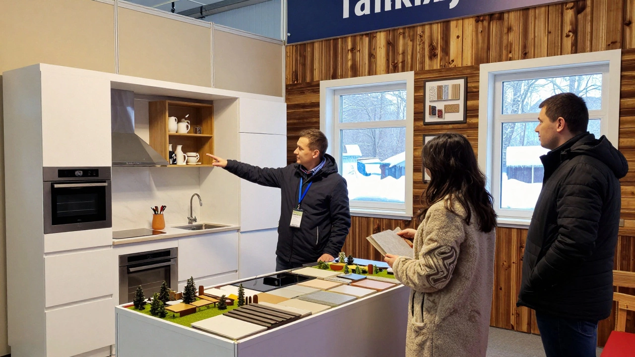 Посетители на выставке в Томске обсуждают реальные проекты интерьеров с дизайнерами.