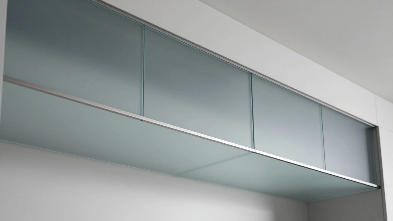 Стеклянные фасады с пескоструйной обработкой и алюминиевыми вставками выглядят современно и устойчиво к влаге.