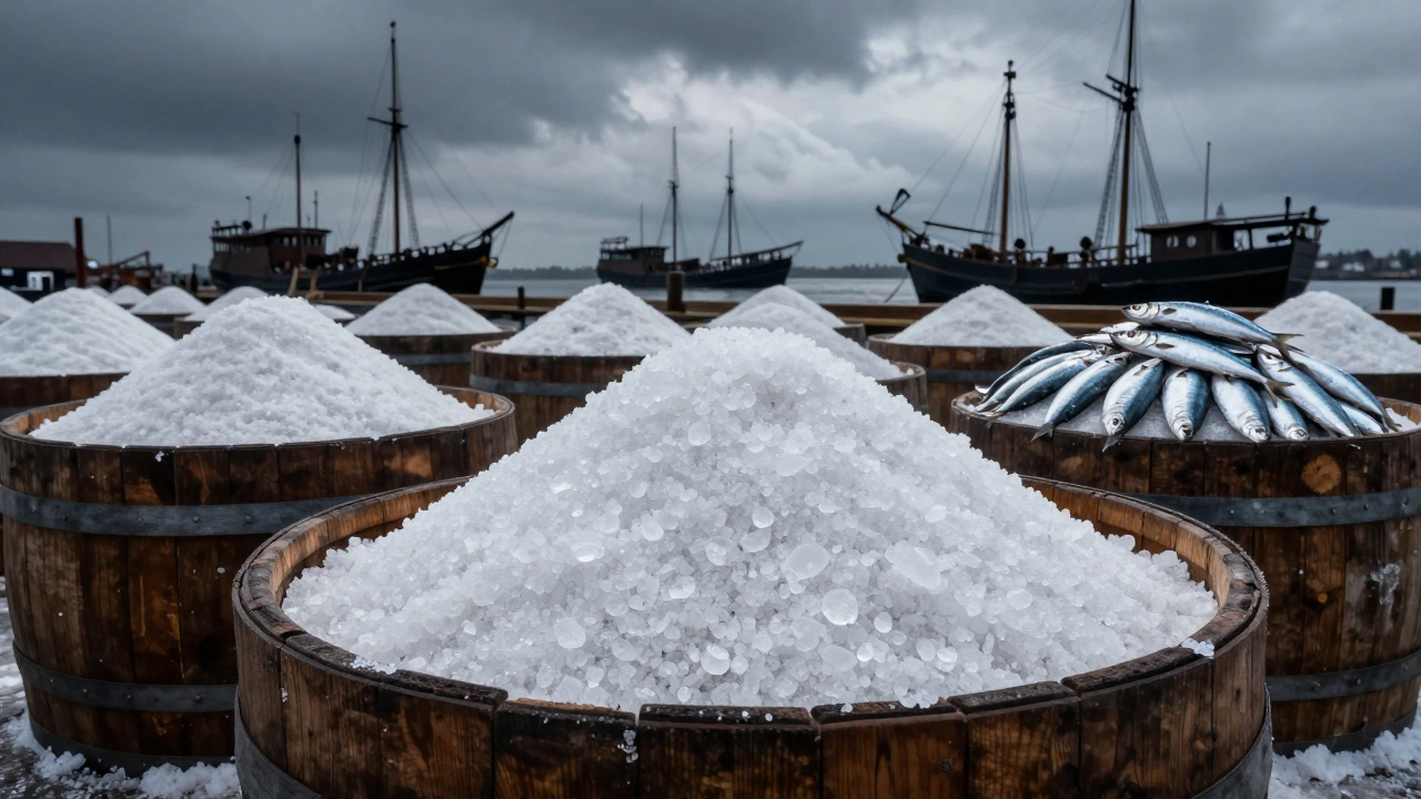 Бочки с соленой сельдью в средневековом порту