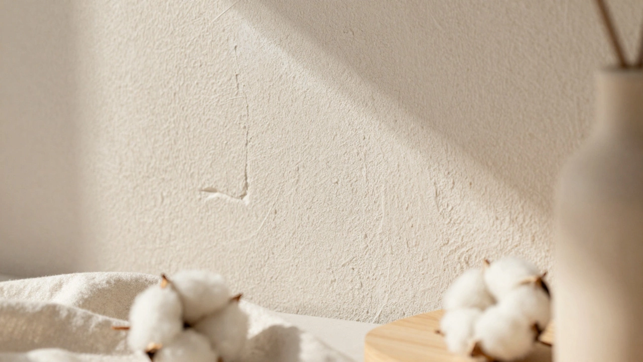 Текстурная бежевая стена в стиле тихой роскоши