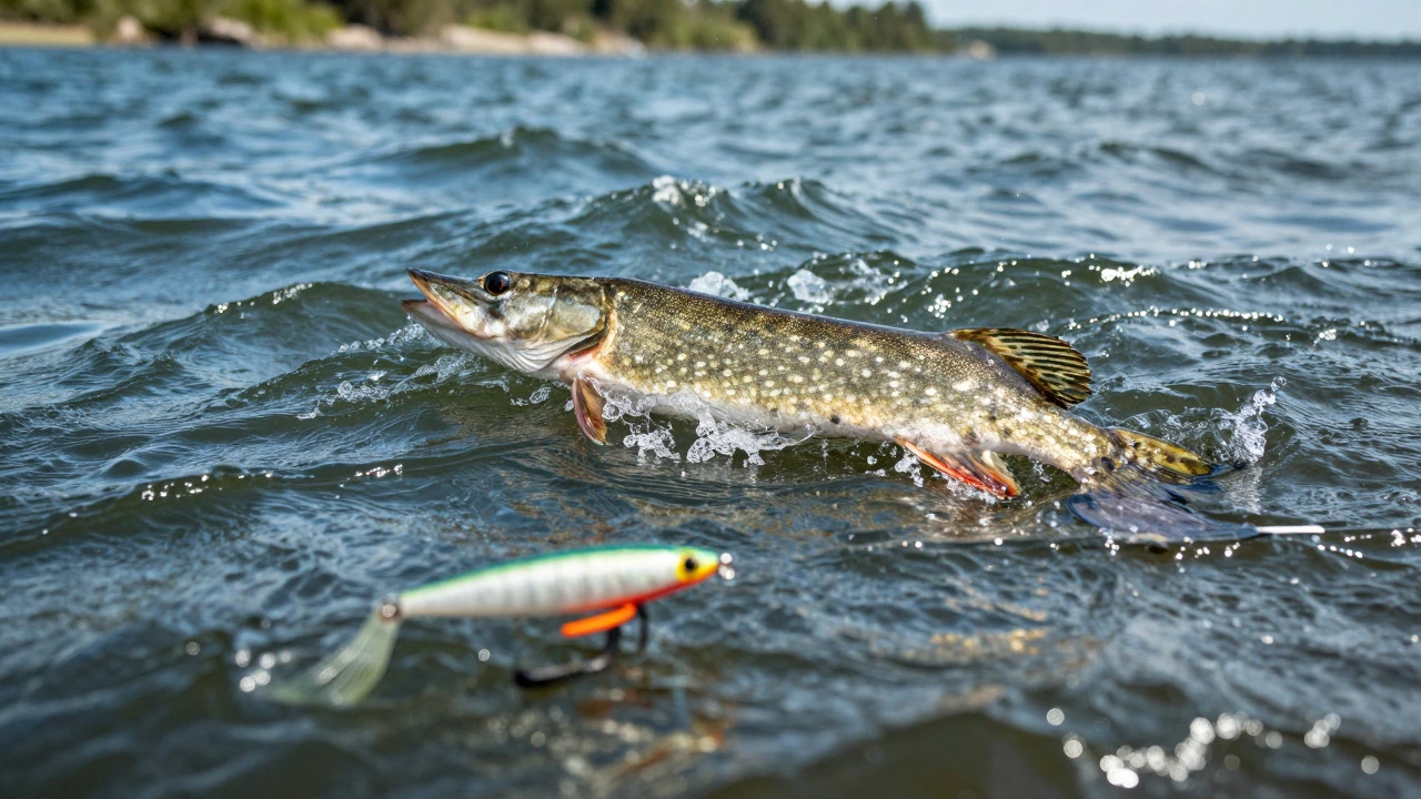 Крупный план волн и блесны в воде при умеренном ветре